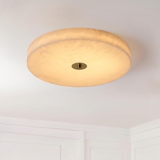 Alabaster Ceiling Light,15.7in Spanish Natural Marble Round Alabaster Flush Mount,Modern 2700K LED Kitchen Ceiling Lights Hardwired for Bedroom,Foyer,Bathroom,Entryway,Living Room