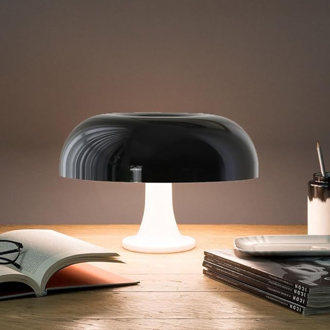 Mushroom Lamp, Dimmable Mushroom Table Lamp with 3 Lighting Modes, Mid Ccentury Retro Lamp, Mushroom Shade Shaped Desk Lamp, Night Light Bedside Lamp, Home Decor Aesthetic Lamp (Plug Powered) (White)