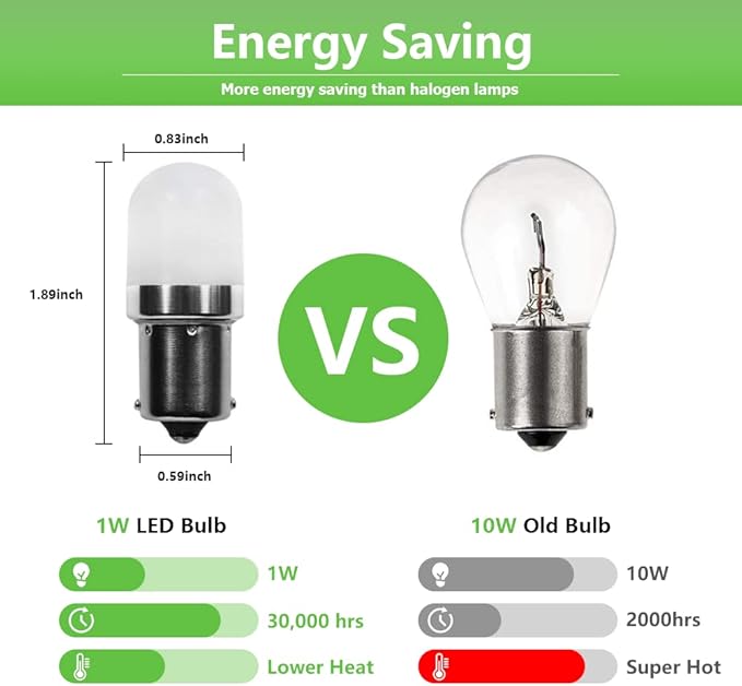 1141 BA15s Bayonet LED Bulbs 12V, Weatherproof 1156 S8 Landscape Light Bulb, 1W Warm White Color 2700K for RV and Outdoor Lighting Path Deck Lights Pack of 6