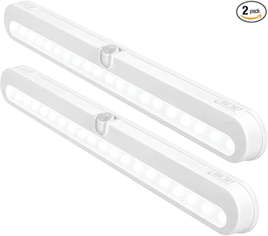 BLS T01L LED Closet Light Super Bright 20 LED Under Cabinet Lighting Battery Powered/DC Input Wireless Motion Sensing Light, Auto On Off Switch, Motion Sensor & Light Sensor, 2 Pack