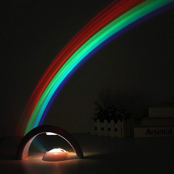 MIFXIN Rainbow Projector - Colorful LED Night Projection Light & Desk Lamp for Kids - 2 Modes, Battery Operated Table Light