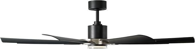 Modern Forms Aura Indoor and Outdoor 8-Blade 60in Smart Ceiling Fan in Matte Black Brushed Nickel Ring with 2700K-3000K-4000K-5000K Selectable LED Light Kit and Remote Control works App