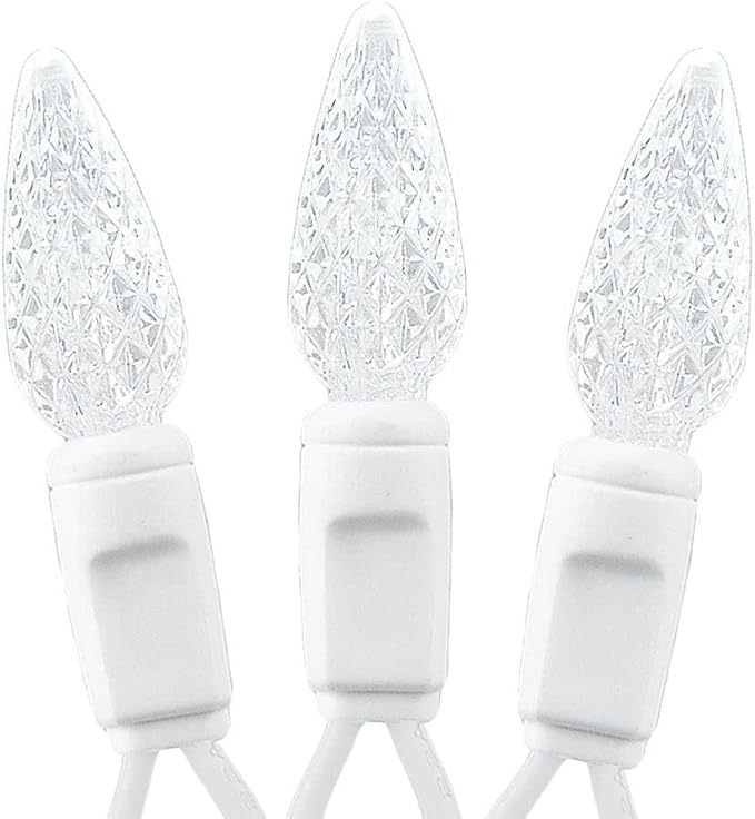 Novelty Lights 24FT 70 LED C6 Christmas String Lights, Outdoor Commercial Grade Tree Decorations, Permanent LED String Lights (Pure White)