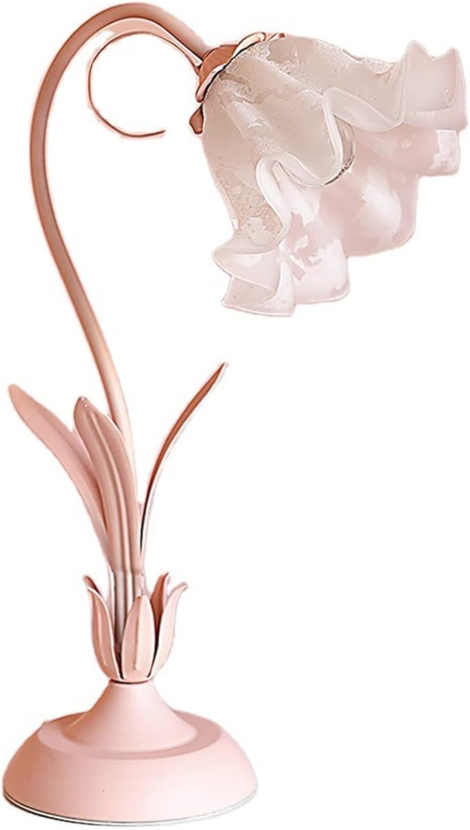 Flower Desk Lamp, Table Lamp LED Reading Light for Small Space Bedroom Home Office, Bedside Lamp with Soft Light, Applicable 5-10m² Area (Pink, 19.6" D x 5.9" H)
