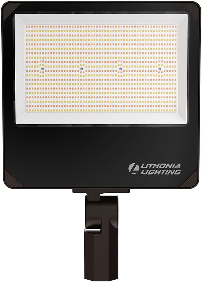 Lithonia Lighting All-in-One LED Flood Light, Waterproof LED Outdoor Light Fixture with Adjustable Brightness and Color Temperature, Yoke or Slipfitter Mount Dusk to Dawn Outdoor Lighting, UVOLT