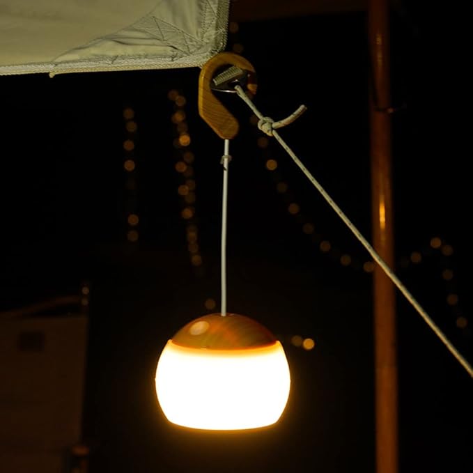 2-Pack 5200mAh Mini Outdoor Wood Camping Lanterns USB Rechargeable with Haning Hook LED Lights Bulbs Retro Tent Lantern for Power Outage Emergency