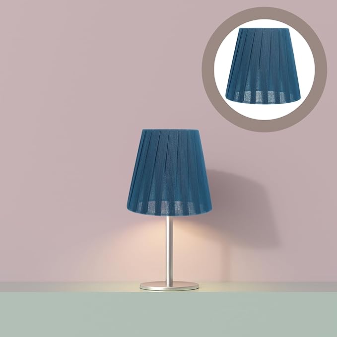 Decor Translucent Gauze Lamp Shade Pleated Light Translucent Lampshade for Table Lamp Floor Pendant Light 5.5x5.5x5.1 inch Blue Pleated Shade