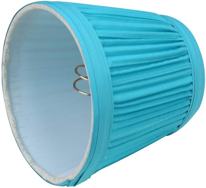 Renovators Supply Manufacturing Small Clip On Lamp Shade Blue Fabric 4" Tall Vintage Clip On Drum Style Pleated Shade Fits Chandelier Candelabra Bulb Living Or Bedroom Lampshade Replacement