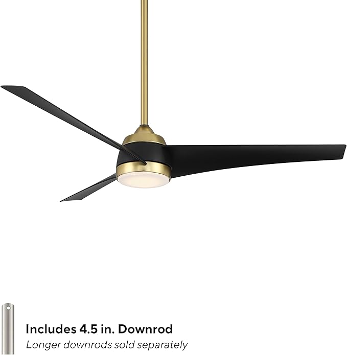 WAC F-070L-SB/MB Sonoma 56" Outdoor Ceiling Fan with Lights and Remote Control, Soft Brass Matte Black