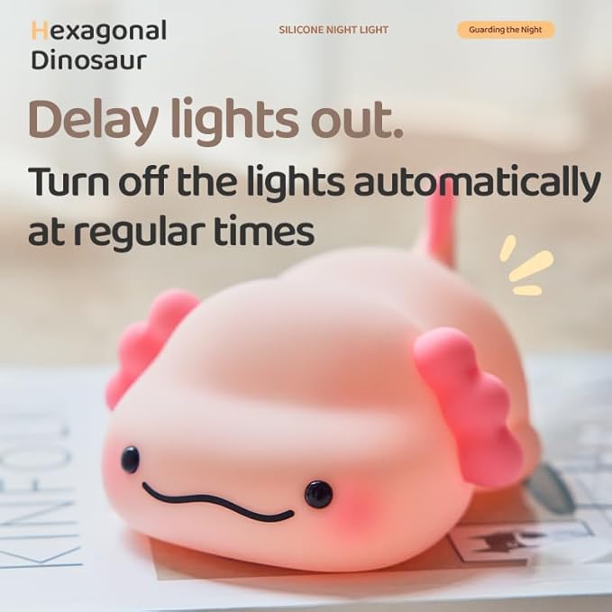 ATSUI Axolotl Night Light, LED Squishy Novelty Animal Lamp, Food Grade Silicone, 3 Level Dimmable, Breastfeeding Nursery Nightlight for Room Decor, Funny Gifts Stuff for Boys Girls Baby Children