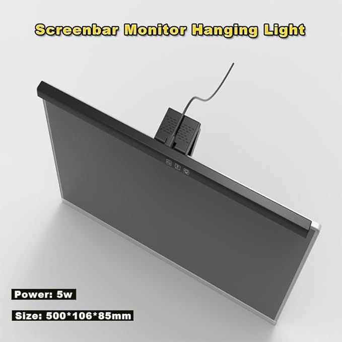 Computer Monitor Light Bar with 60M Auto-Off Timer, Stepless Dimming & 3 Color Modes, Eye-Caring Screen Bar with Asymmetric Optics, CRI>80 USB Powered LED Reading Lamp for Office/Home/Dorm