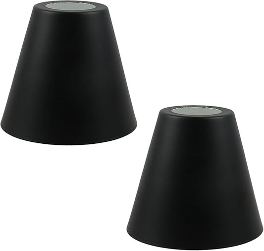 MY MIRONEY 2PCS Black Barrel Metal Lampshade Hardware E27 Industrial Pendant Light Shade Vintage Chandelier Lamp Shades Cone Bulb Guard Table Desk Lamp Cover, 4.13" Height