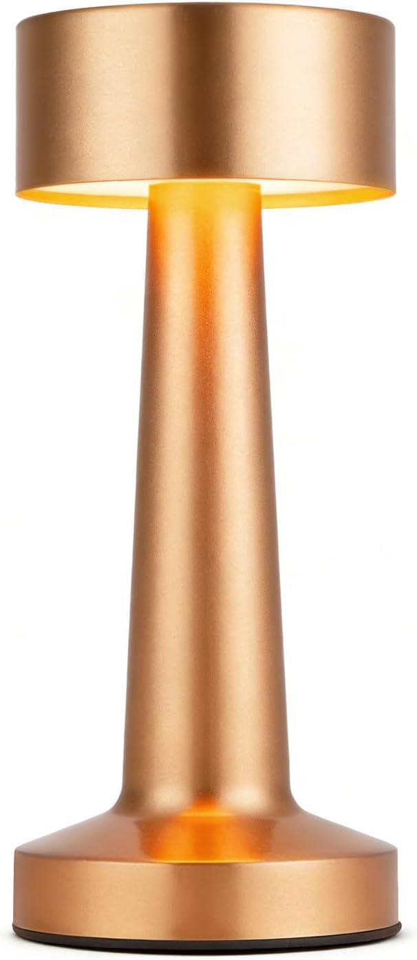 Portable LED Table Lamp, 3-Levels Brightness Metal Desk Lamp,3 Color Touch Control Rechargeable Lamp, Ideal Bedside Lamp for Nightstand,Bedroom, Living Room (Rose Gold)