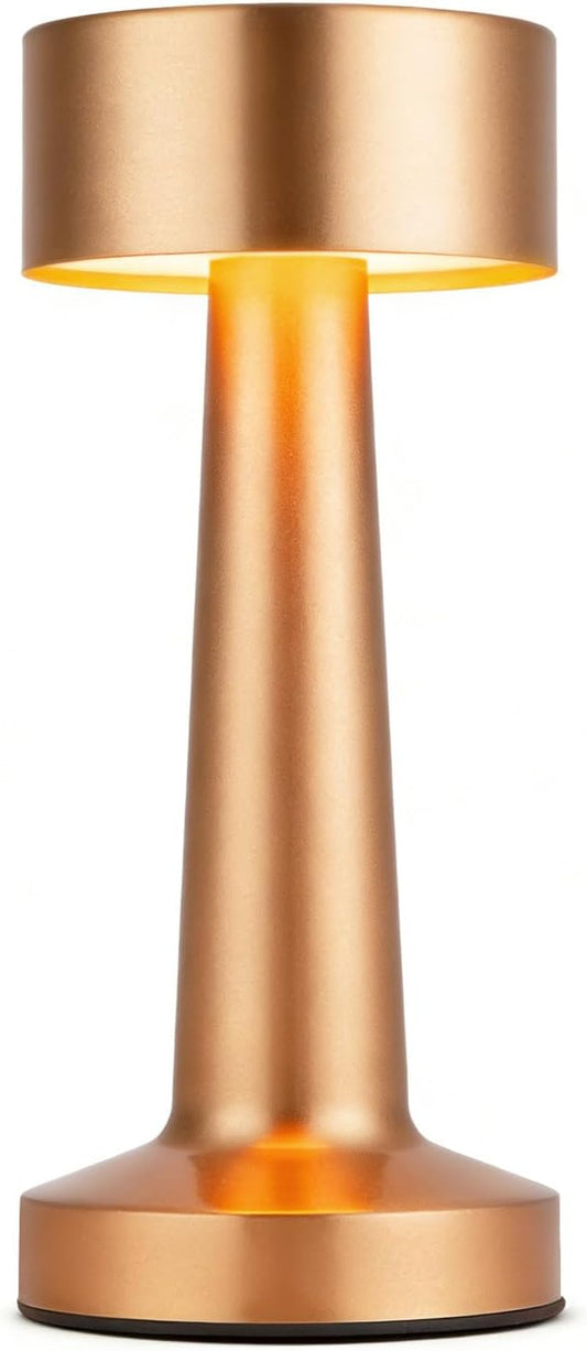 Portable LED Table Lamp, 3-Levels Brightness Metal Desk Lamp,3 Color Touch Control Rechargeable Lamp, Ideal Bedside Lamp for Nightstand,Bedroom, Living Room (Rose Gold)