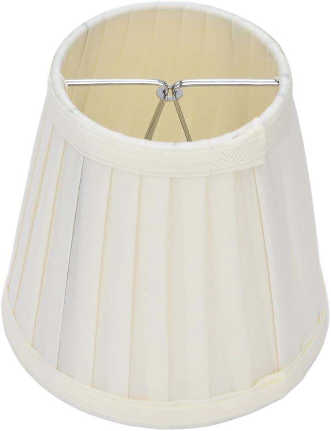 Small Lamp Shades Set of 2, 3.6x5.6x5.1 Inches Pleated Fabric Sconce Lampshades Modern Clip On Chandelier Shades Cover for E14 Bulb, Table Lamps, Floor Lamps (Cream)