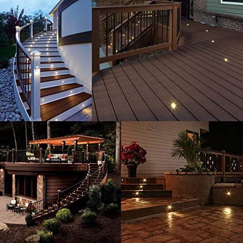 0.7" Tiny Warm White LED Deck Light Kit, Stainless Steel Waterproof Recessed Wood Decking Stairs Garden Yard Patio Decor Lamp Low Voltage Outdoor LED Lighting, Pack of 30