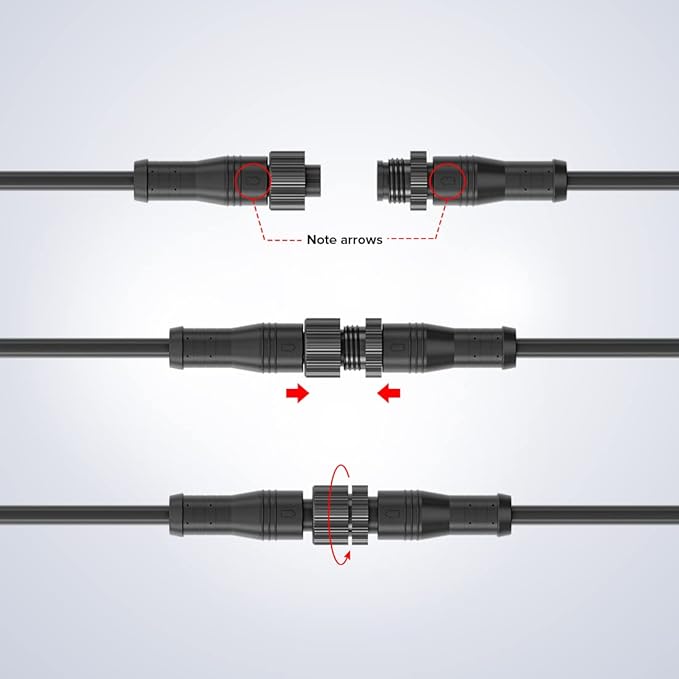 BTF-LIGHTING 6.56FT 3 Pin 0.75mm²/18AWG IP68 Extension Cable Wire with Male and Female Connectors for WS2811 WS2812B SK6812 etc LED Strip 15mm Metal Nut Small Size Home Lighting Connector
