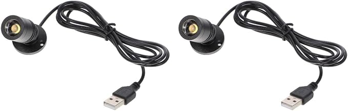 Uonlytech 2 Pack Showcase Small Spot Light Indoor USB Small Led Spotlight USB- Powered Spotlight for Displays Showcase Jewelry, Warm White
