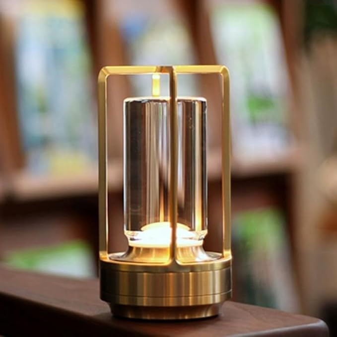 Portable LED Cordless Crystal Table Lamp - 4000mAh Large Capacity Rechargeable Outdoor Table Lamp, Outdoor Table Lights for Patio, Rechargeable Outdoor Lantern, Outside Lamp for Table Lighting