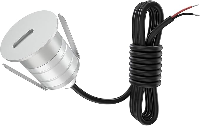1W Low Voltage LED Step Lights, 3000K Recessed Mini LED In-ground Light, IP67 Waterproof Landscape Lighting for Decks, Stairs, Yards, Walls, Gardens, Patio, DC12V/24V, AC12V