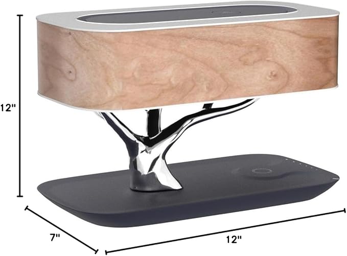 Bonsai Modern LED Bedside Smart Table Lamp with Built-in TWS Bluetooth Speaker and Qi Wireless Charger for Home and Office, Stepless Dimming with Sleep Mode (Tree of Light)