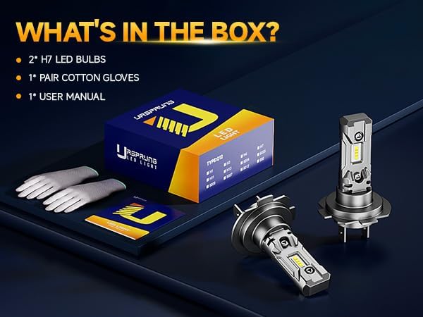 Ursprung H7 Led Light Bulbs,𝟓𝟎,𝟎𝟎𝟎𝐋𝐌 𝟏𝟎𝐗 Super Bright H7 Fog light Bulbs, Real Mini Size No Adapter Needed，6500K White, Pack of 2【 2025 Latest & Upgraded 】