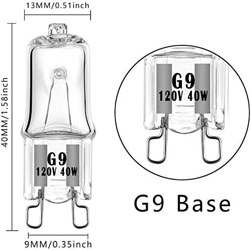G9 Halogen Bulb 120V 40W T4 Type 2 Pin Base for Range Hood Lights, Bathroom Light Bulbs, Microwave Ovens Candle Warmer Light Bulbs, Dimmable Warm White (10 Pack)