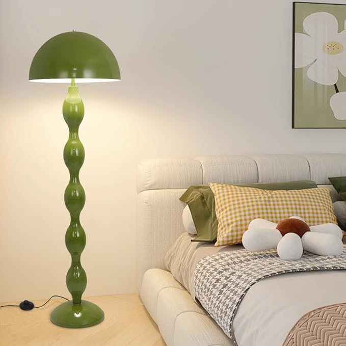 Floor Lamp Creative Green Mushroom Lamp, Standing Lamp with Foot Switch, Creamy Style Modern Tall Lamp for Living Room, Bedroom, Office, Corner, E26/E27 Bulbs Compatible