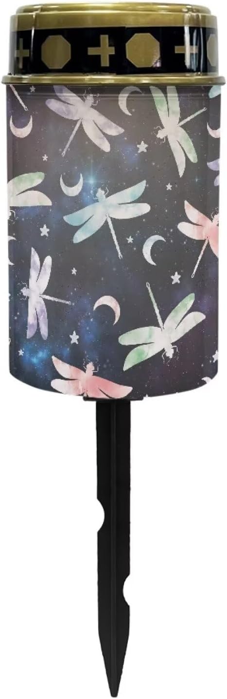 Light for Prayer Cemetery Solar Lights for Grave Cemetery Decor Candle Lamp Dragonfly Solar Powered Landscape Lights for Grave Memorial Gift Decor