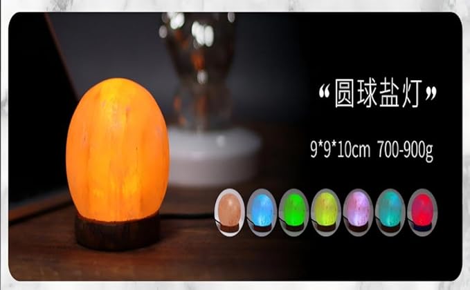 Himalayan Salt Lamp with USB Power, Natural Shape, Color-Changing LED and Warm White Light, Wooden Base Night Light (C, Change Color)