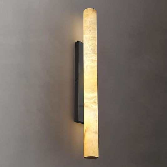 Alabaster Wall Sconces, 36" Large Bronze Wall Sconce, Modern Sconces Wall Lighting, Spanish Natural Marble Wall Sconce Light for Living Room, Bedroom, Hallway, Stairs
