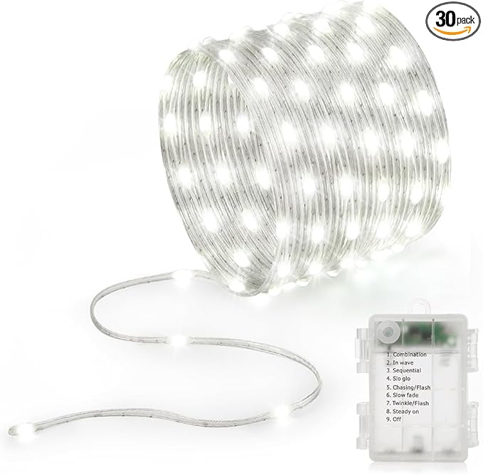 Battery Operated String Lights (1 PACK), 16.5ft 50 LED Twinkle Fairy String Lights Battery Powered with Auto Timer for Indoor Outdoor Christmas Trees Wreath Decoration Party Bedroom Garden- Cool White