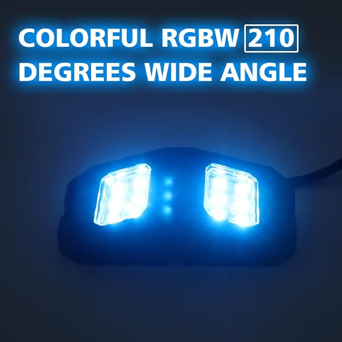 SUNPIE 4 Pods Upgraded 210 Degrees Wide Angle RGBW Rock Lights APP/Voice Mode Music Mode Automatic Control Neon Light Kit Wheel Well Lights for Off Road Truck SUV ATV UTV Boats