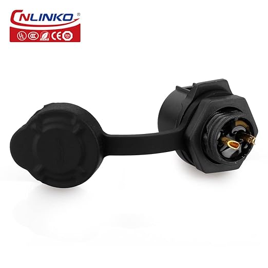 CNLINKO LP-12 IP68 Industrial Waterproof Connector Quick Plug Circular Connector PBT Plastic Shell Aviation Connector M12 2-8 Pin Thread Socket (2 Pin)