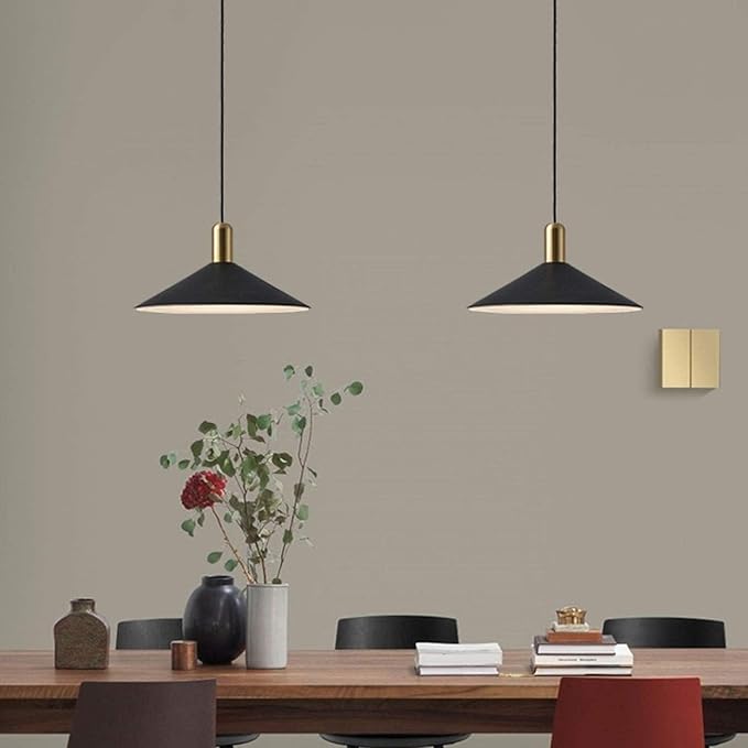 KCO Lighting Farmhouse Matte Black Barn Pendant Light 1-Light Mid Century Dome Pendant Lighting Industrial Cone Hanging Light Single Kitchen Island Light Fixture for Dining Room (Black)
