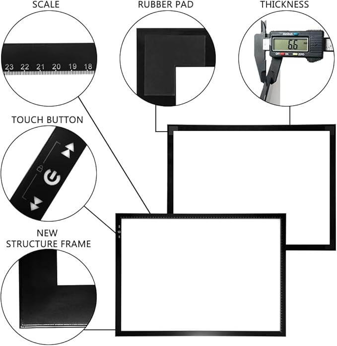 HSK A2 LED Artist tracing Light Box Copy Table, Adjustable High Brightness Light Pad for Tatto Drawing, Sketching, Animation,Diamond Painting Accessories