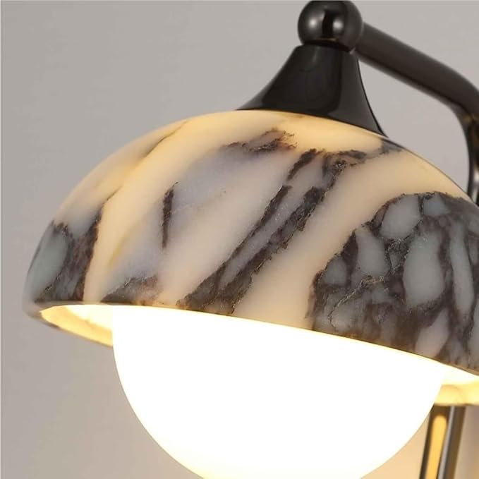 Nordic Marble Mushroom Shaped Wall Sconce Hand Carved Adjustable Rotating Shade Wall Lamp Industrial Retro Wall Light Fixture Indoor 3-Color Dimmable Wall Light for Bedroom Living Room Corridor