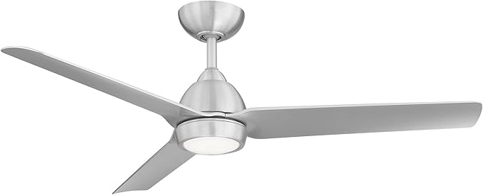 Mocha Indoor/Outdoor 3-Blade Smart Compatible Ceiling Fan 54in Brushed Aluminum with 3000K LED Light Kit and Remote Control with Wall Cradle. Works with iOS/Android, Alexa, and Google Assistant.