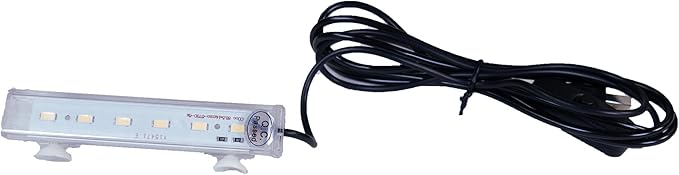 Penn-Plax Cascade Ultra Bright Mini LED Light - Submersible Aquarium Accent Light with 6 White Bulbs - USB Powered with On/Off Switch, Suction Cups or Clip Mount - Great for Desktop & Nano Fish Tanks