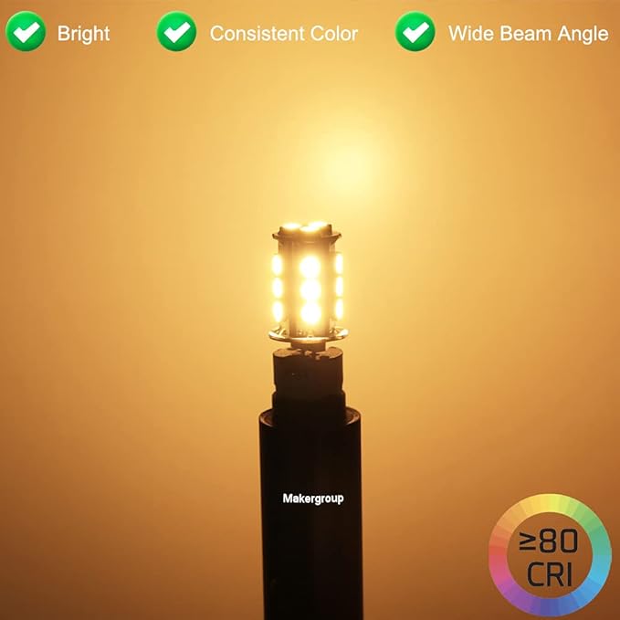 T5 T10 Wedge Base LED Light Bulb High Brightness 12V 3W 2700K-3000K Warm White for Outdoor Landscape Lighting Deck Stair Step Path Lights and RV Lighting 2pcs