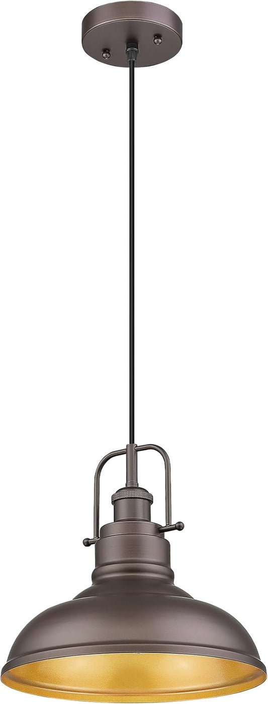zeyu Farmhouse Pendant Light, 1-Light Industrial Hanging Light Fixture 11-inch, Oil Rubbed Bronze Finish, 016-1 ORB