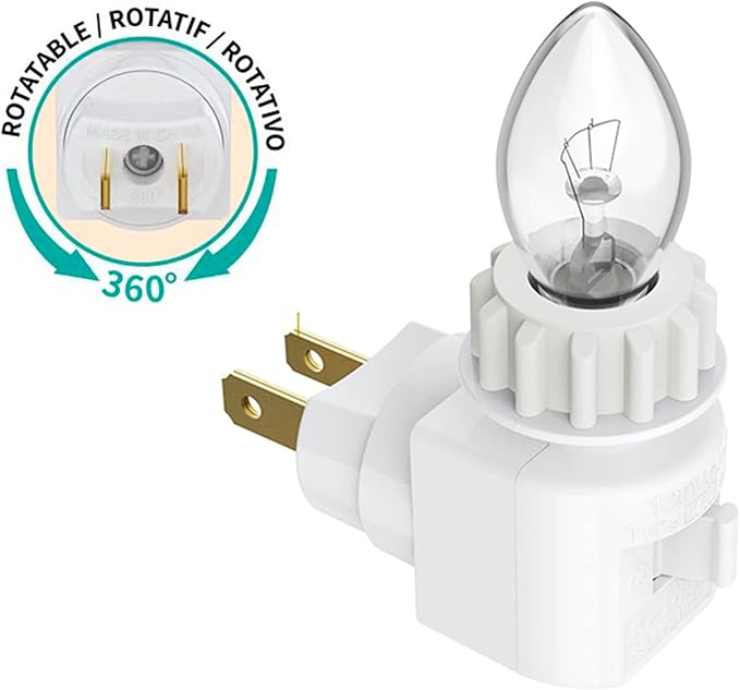 TWDRTDD Night Light 2 Pin Plug in Base, 360° Rotatable Waterpfoof Nightlight with On/Off Switch for Himalayan Salt Wall Lamp (White)
