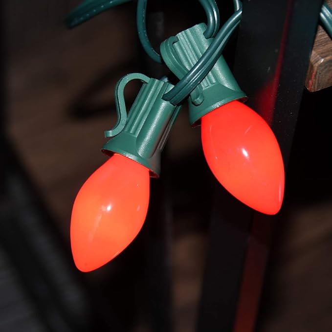 GOOTHY Indoor ＆ Outdoor String Light Bulbs, C7 Red Light Bulbs, C7 Ceramic Red Christmas Replacement Bulbs for Outdoor Christmas String Lights, 5 Watt Night Light Bulb,120 Volt