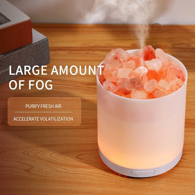 2-in-1 Himalayan Salt Lamp & Ultrasonic Essential Oil Diffuser, Salt Lamp Diffuser,Humidification,Aromatherapy,USB Interface,7 Color Lights& Waterless Auto-Off.…