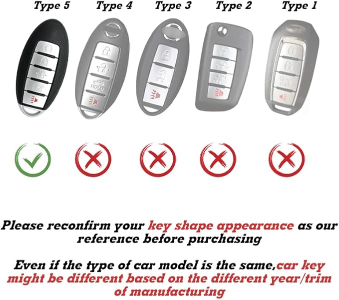 Xotic Tech Smart Key Fob Shell Full Cover Case w/Keychain Compatible with Nissan Maxima Murano Altima GT-R 370Z Rogue or Infiniti JX35 Q50 Q60 Q70 QX60, Carbon Fiber ABS Silicone Night-Luminous Blue