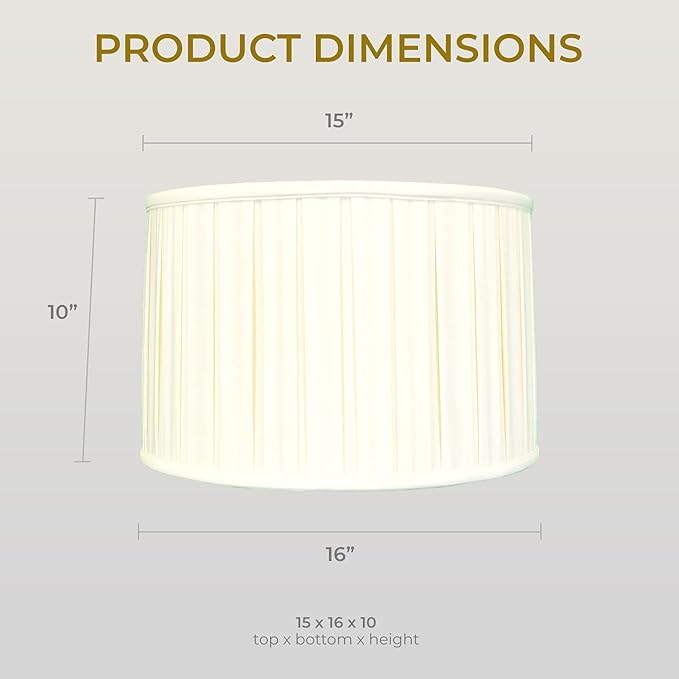 Royal Designs BS-748-16EG Shallow Drum English Bo X Pleat Basic Lamp Shade, 15" x 16" x 10", Eggshell