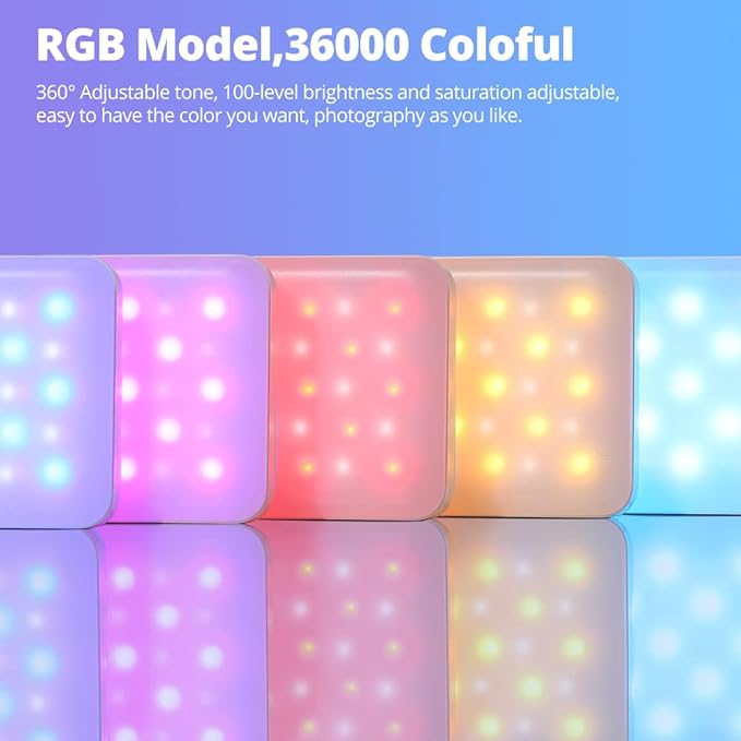 AMBITFUL A3 Full Color RGB LED Mini Light, Built-in FX Effects,350LX(0.5M,5500K) RA/95 TLCI/97,2800-6800K LED Video Light Panel with Mobile APP Control (White)