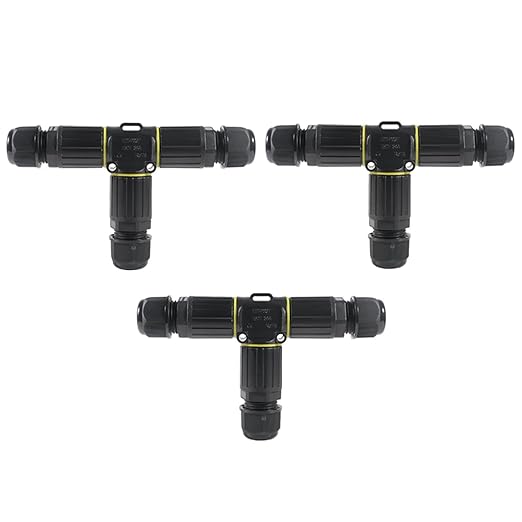 3PCS IP68 Waterproof Electrical Cable Connector, Outdoor 2 Pin T Shape Junction Box, Electrical Wire Connector for 5-9mm Wire Range