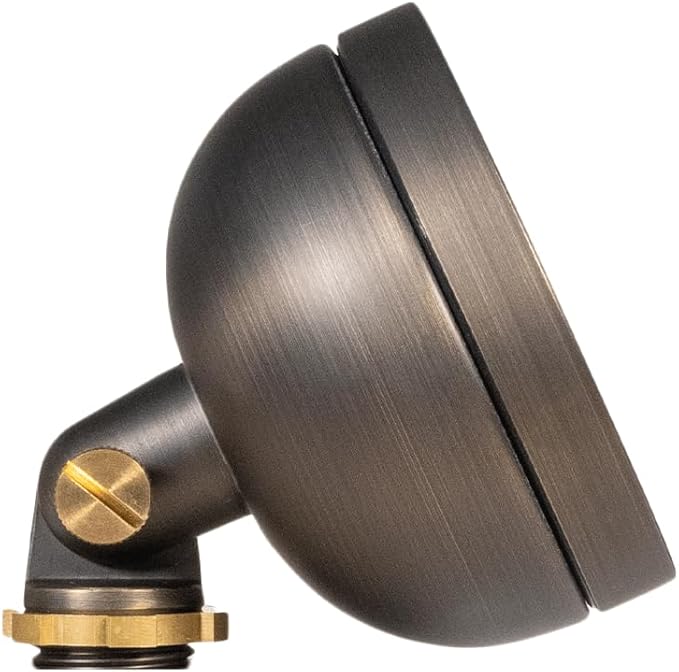 VOLT 12V Mini Round Brass Frosted Flood Light (Bronze) for Low Voltage Landscape Lighting of Outdoor Wall, Garden or Yard