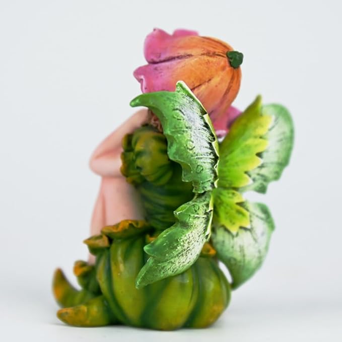 Fantasy Fairy Figurine, 3.15 Inch Mini Garden Fairy Statue, Hand-Painted Resin Indoor Outdoor Decor for Desk, Plant Pot, Fairy Garden (Green & Pink)